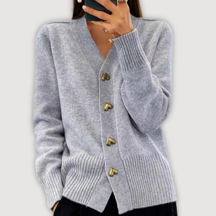 BELLA – HEART BUTTON CARDIGAN