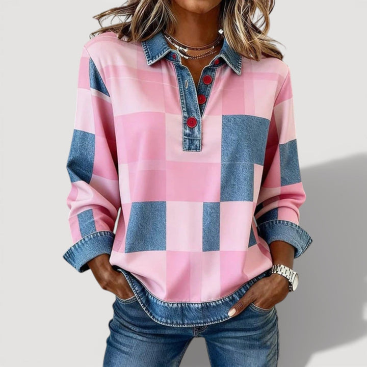 CONNIE – CHECK COLLARED TOP