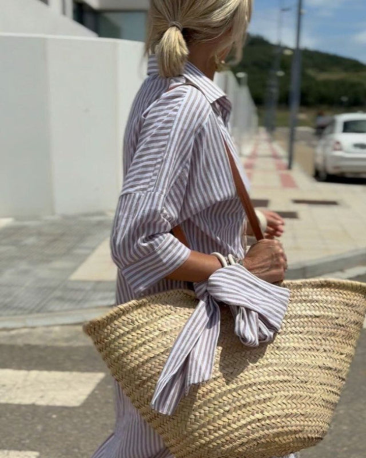 ADRIENNE – CLASSIC STRIPED SHIRT DRESS