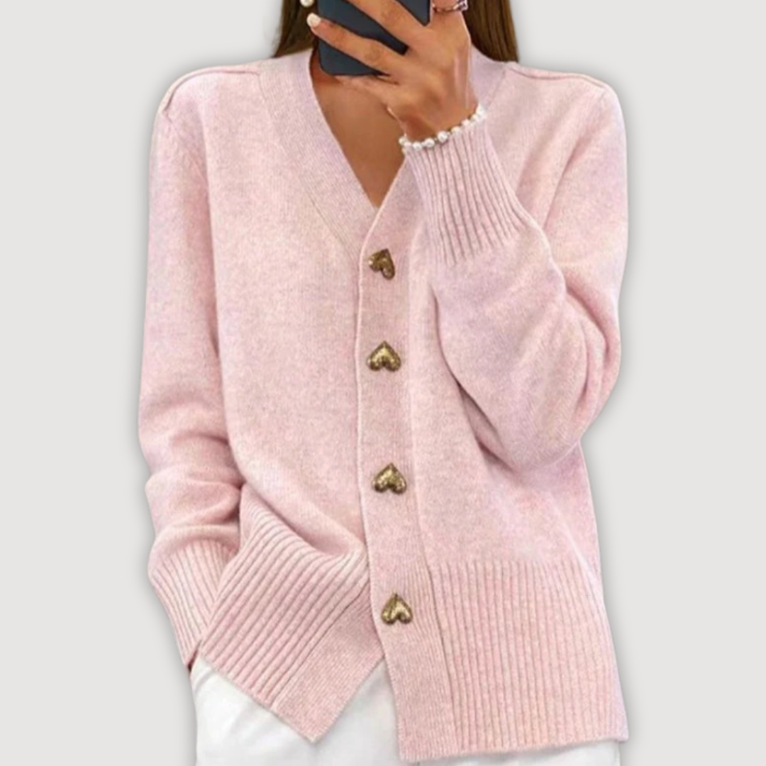 BELLA – HEART BUTTON CARDIGAN