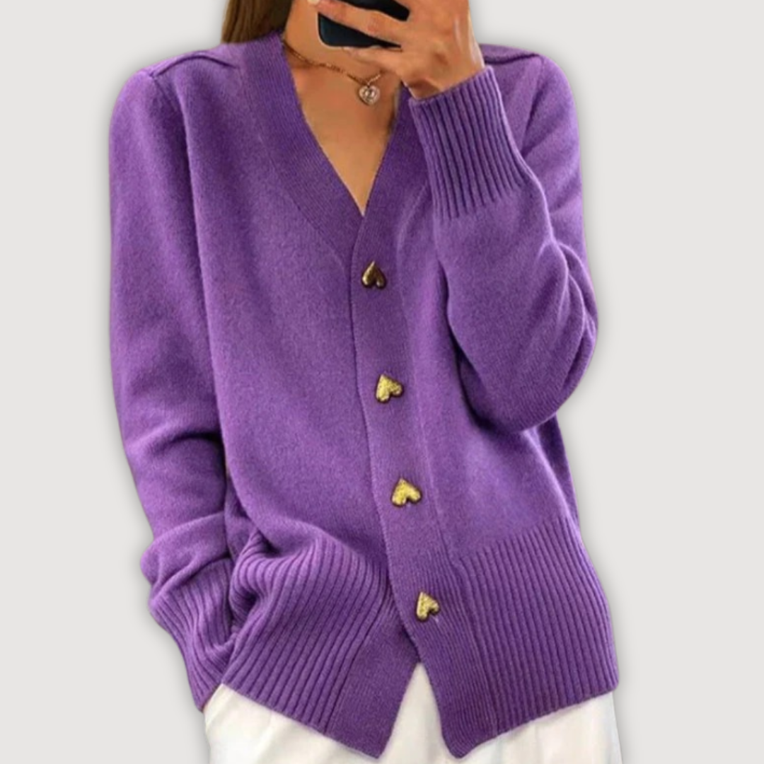 BELLA – HEART BUTTON CARDIGAN
