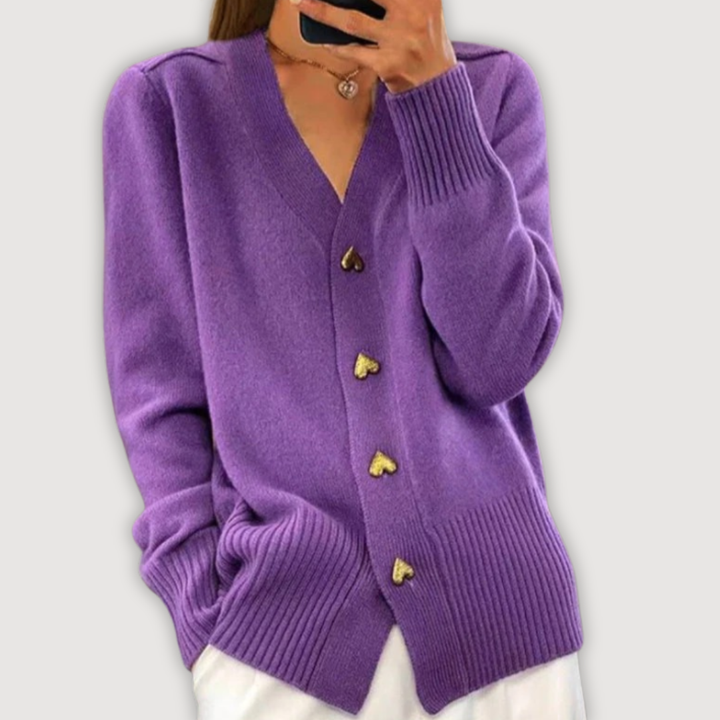 BELLA – HEART BUTTON CARDIGAN