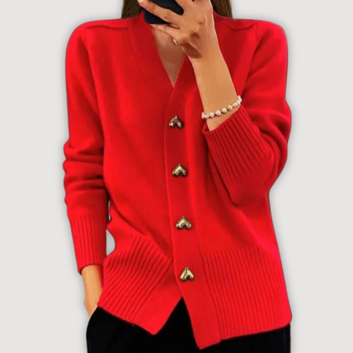 BELLA – HEART BUTTON CARDIGAN