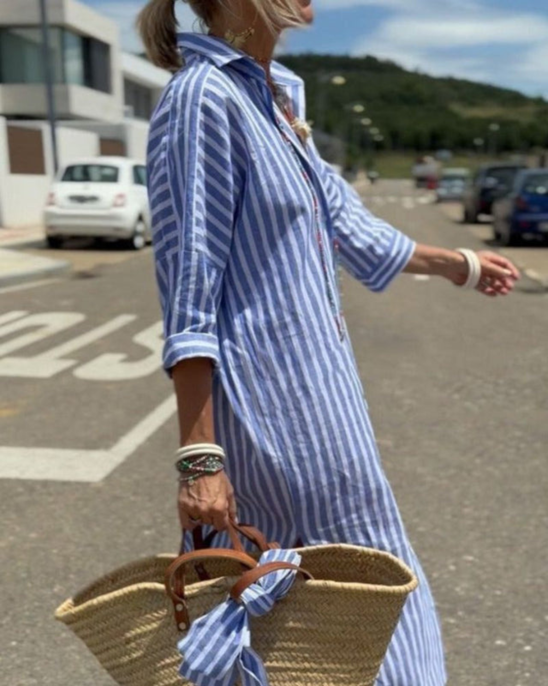 ADRIENNE – CLASSIC STRIPED SHIRT DRESS