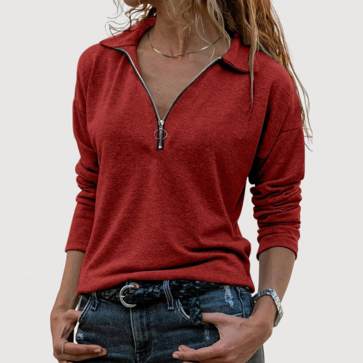 MAUREEN – ZIP COLLAR TOP