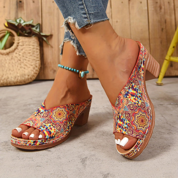 SOPHIA – FLORAL HEEL SANDALS