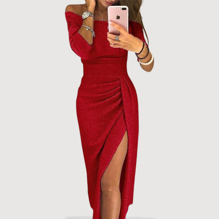 LERAYA – OFF-SHOULDER MIDI DRESS