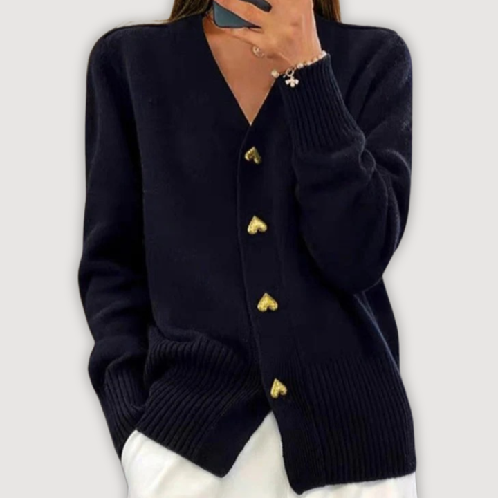 BELLA – HEART BUTTON CARDIGAN