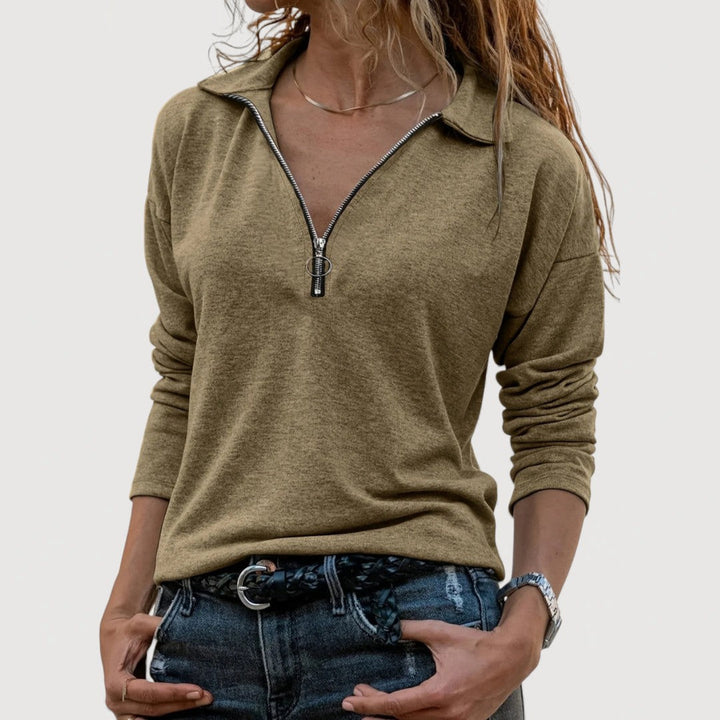 MAUREEN – ZIP COLLAR TOP