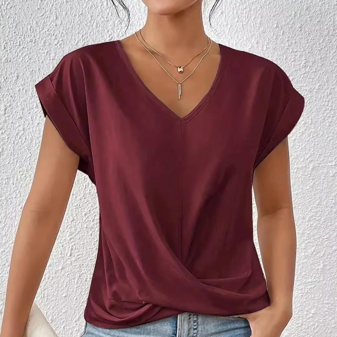 ARIA – DRAPED V-NECK BLOUSE