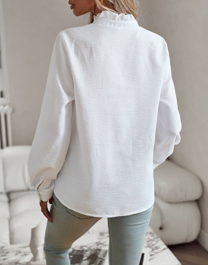 CLARA – RUFFLE TRIM BLOUSE