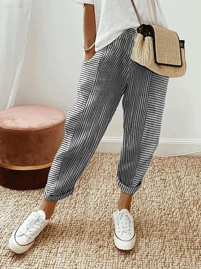 MIRA – STRIPED LINEN PANTS