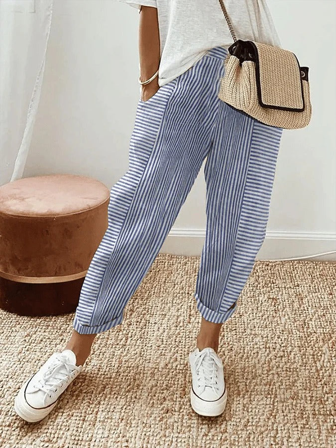 MIRA – STRIPED LINEN PANTS
