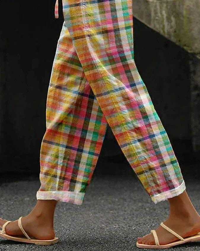 LAYLA – PLAID LINEN PANTS