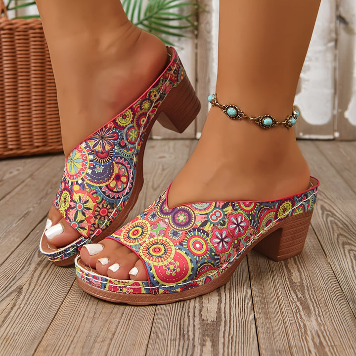 SOPHIA – FLORAL HEEL SANDALS