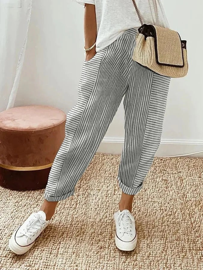 MIRA – STRIPED LINEN PANTS
