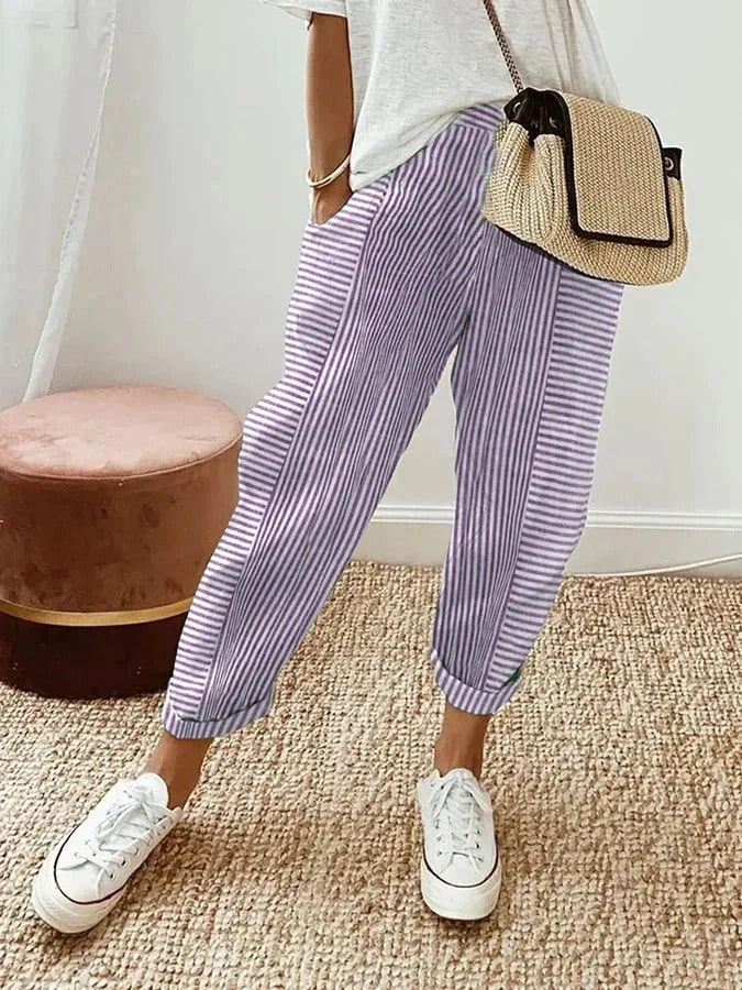 MIRA – STRIPED LINEN PANTS